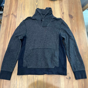 Men's J.Crew Vintage Fleece Pullover Sweatshirt Gray‎ Navy Size S 0029 B1